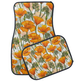 California poppies car floor mat