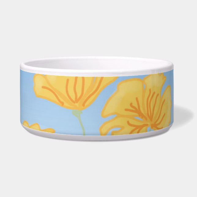 California Poppies Ceramic Pet Bowl (Right)