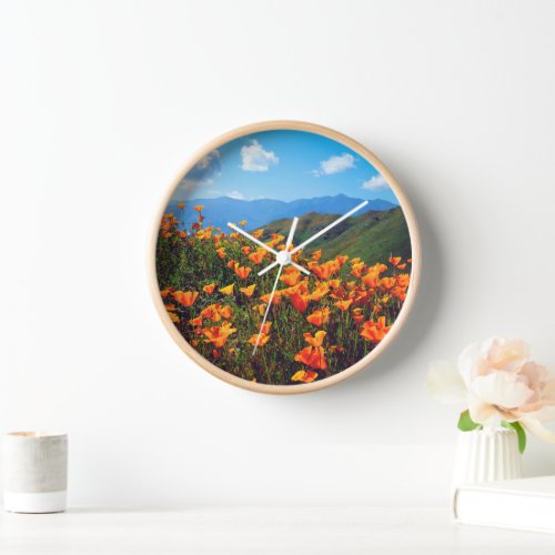 California Poppies Covering a Hillside Clock