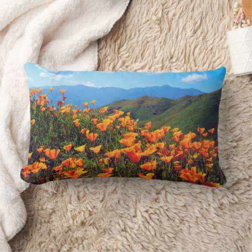 California Poppies Covering a Hillside Lumbar Pillow