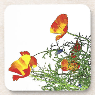California poppies drink coaster