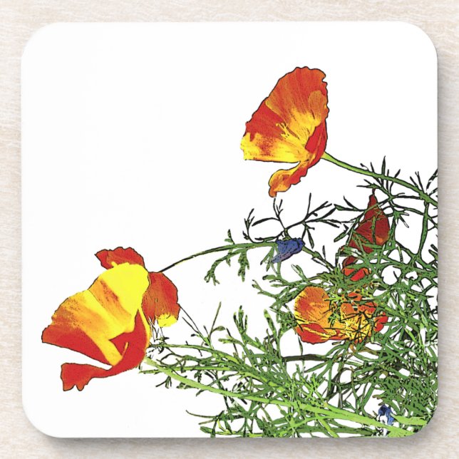 California poppies drink coaster (Front)