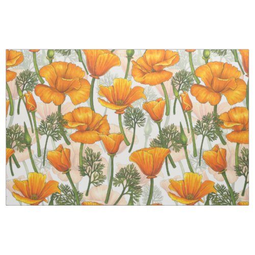 California poppies fabric