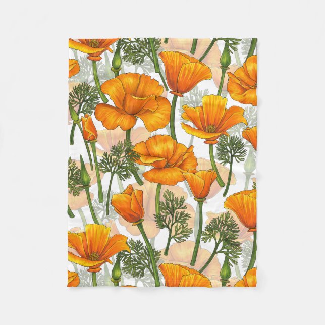California poppies fleece blanket (Front)