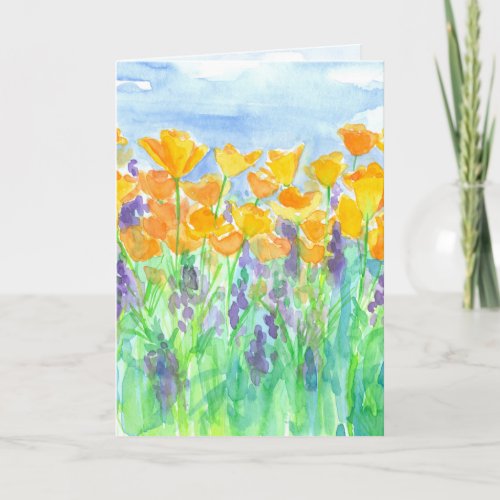 California Poppies Happy Birthday Card