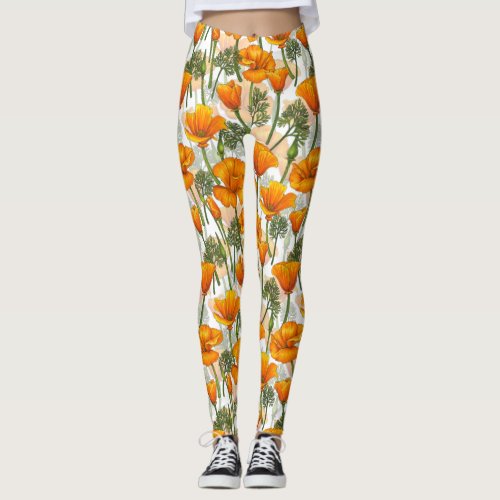 California poppies leggings