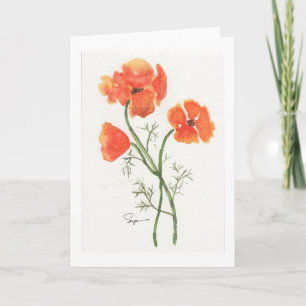 California Poppies Letterpress Thank You Card