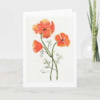 California Poppies Letterpress Thank You Card