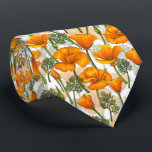 California poppies neck tie<br><div class="desc">Hand-drawn pattern with California poppies</div>