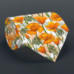 California poppies neck tie<br><div class="desc">Hand-drawn pattern with California poppies</div>