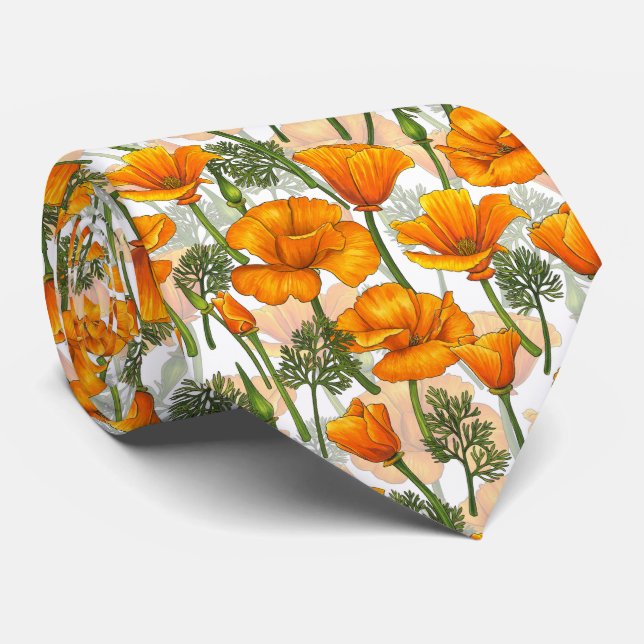 California poppies neck tie (Rolled)