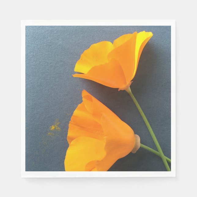 California poppies on blue napkins (Front)