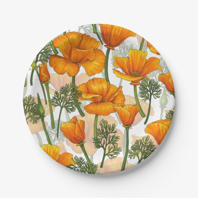 California poppies paper plates (Front)
