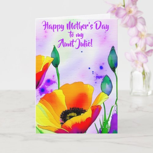 California Poppies Personalized Aunt Mothers Day Card