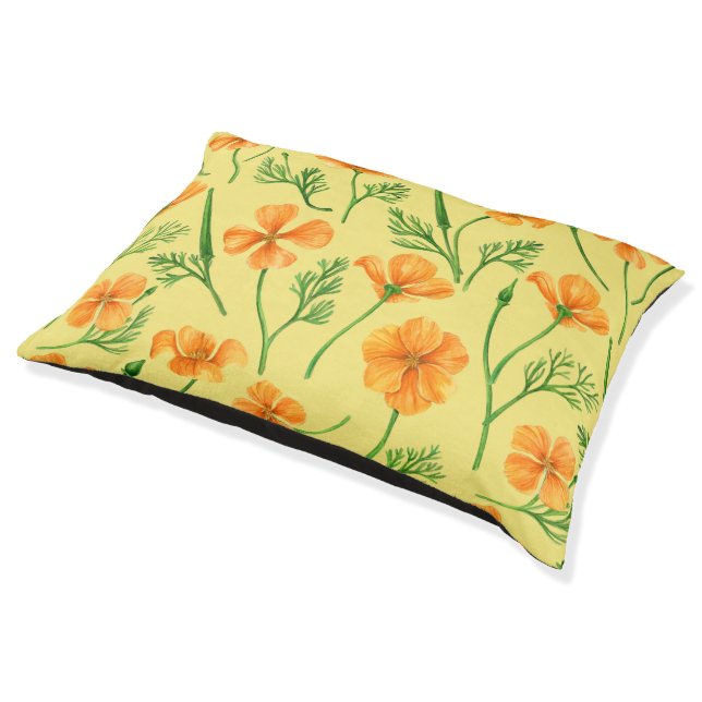 California poppies pet bed (Angled)
