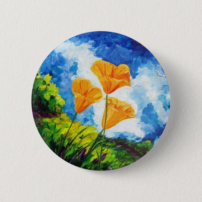 California Poppies Pinback Button (Front)