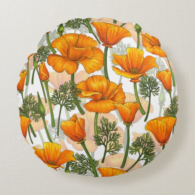California poppies round pillow (Front)