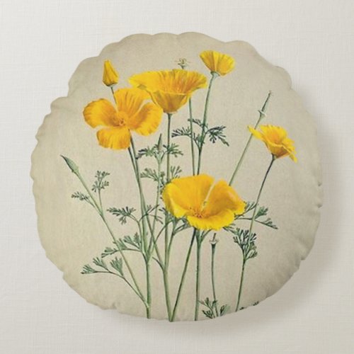 California Poppies Round Pillow