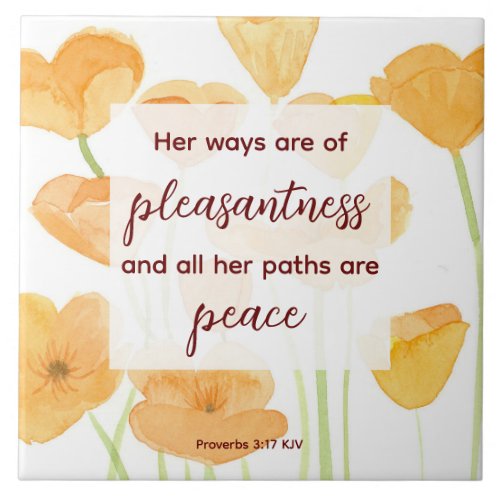 California Poppies Scripture Proverbs Bible Ceramic Tile