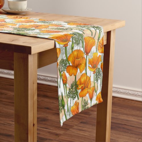 California poppies short table runner