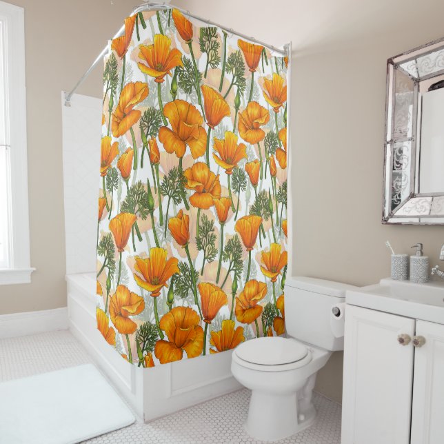 California poppies shower curtain (In Situ)