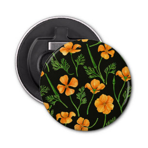 California poppies, summertime flowers, orange wil bottle opener