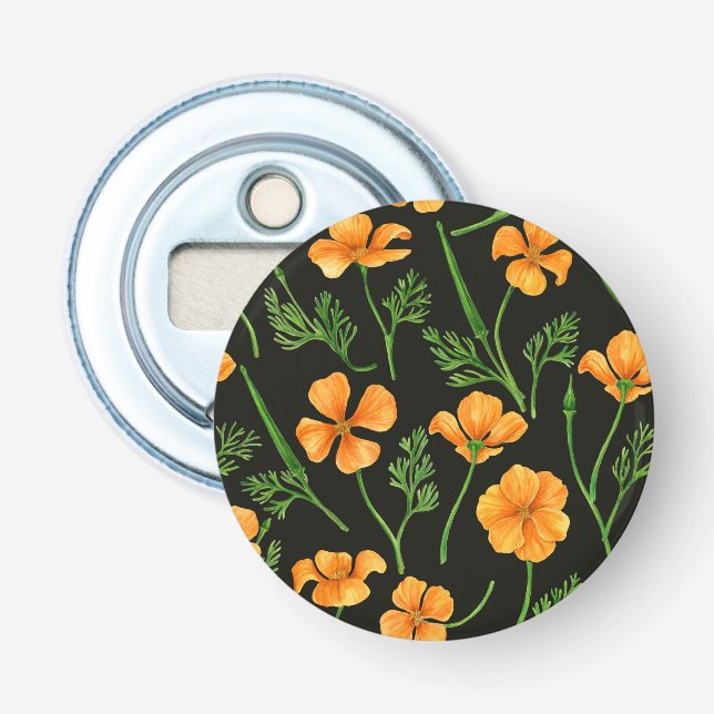 California poppies, summertime flowers, orange wil bottle opener (Front)
