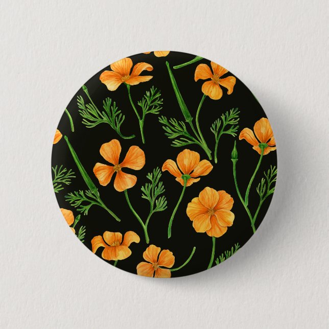California poppies, summertime flowers, orange wil button (Front)