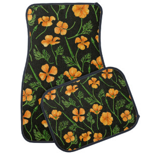 California poppies, summertime flowers, orange wil car floor mat