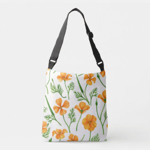 California poppies, summertime flowers, orange wil crossbody bag