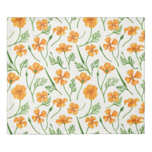 California poppies, summertime flowers, orange wil duvet cover