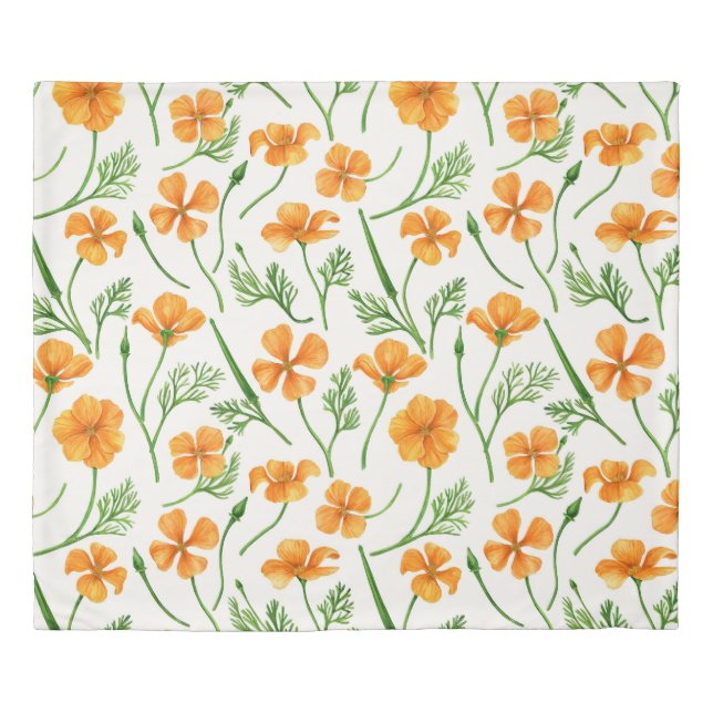 California poppies, summertime flowers, orange wil duvet cover (Front)