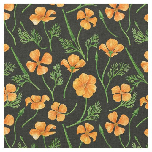 California poppies, summertime flowers, orange wil fabric
