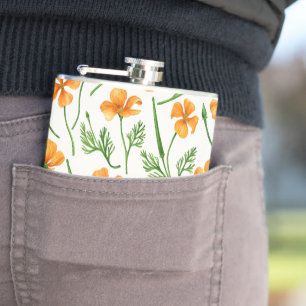 California poppies, summertime flowers, orange wil flask