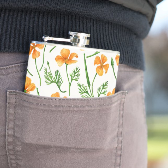 California poppies, summertime flowers, orange wil flask (In Situ)