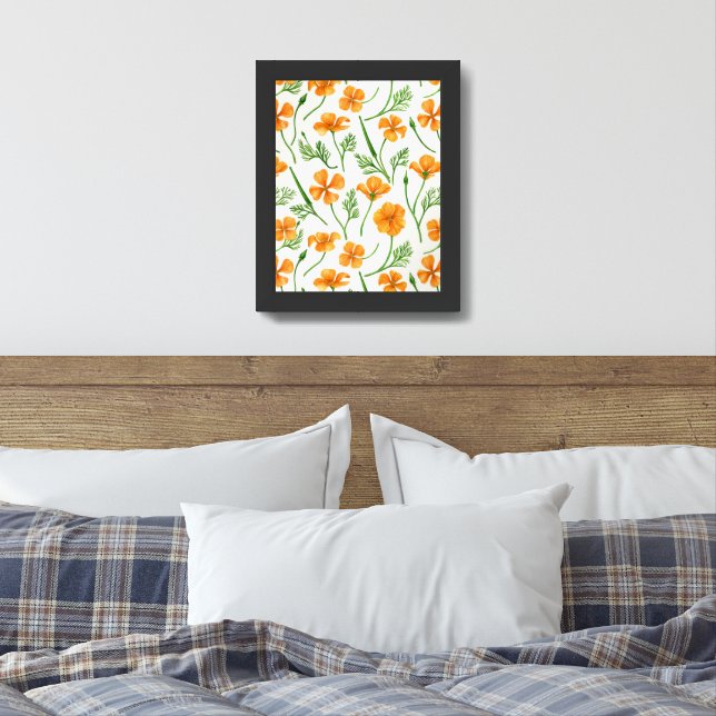 California poppies, summertime flowers, orange wil framed art (Bedroom)
