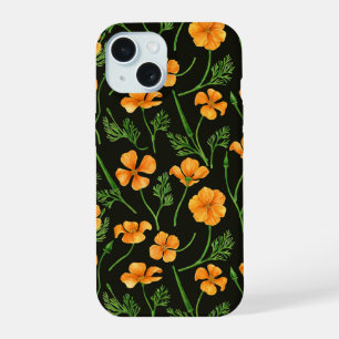 California poppies, summertime flowers, orange wil iPhone 15 case