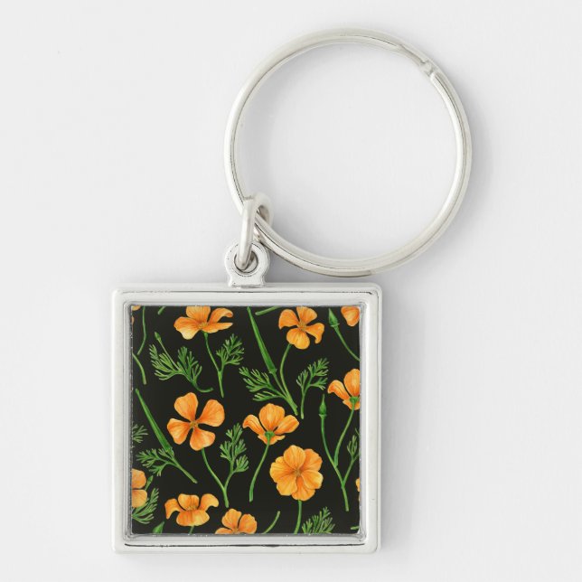 California poppies, summertime flowers, orange wil keychain (Front)