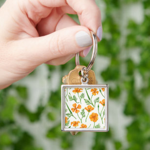 California poppies, summertime flowers, orange wil keychain
