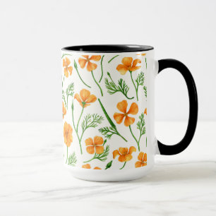 California poppies, summertime flowers, orange wil mug