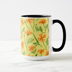 California poppies, summertime flowers, orange wil mug