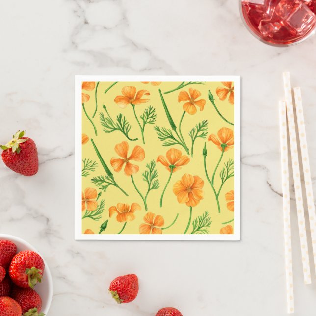 California poppies, summertime flowers, orange wil napkins (Insitu)