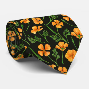 California poppies, summertime flowers, orange wil neck tie