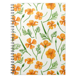 California poppies, summertime flowers, orange wil notebook