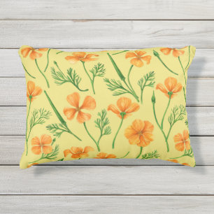 California poppies, summertime flowers, orange wil outdoor pillow