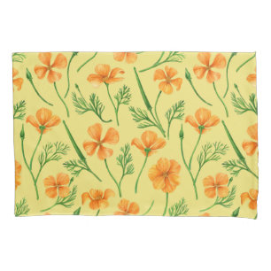 California poppies, summertime flowers, orange wil pillow case