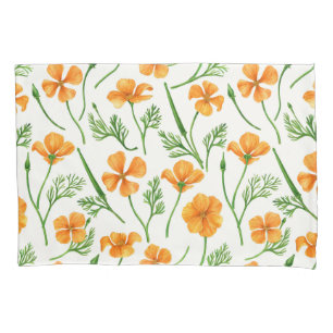 California poppies, summertime flowers, orange wil pillow case
