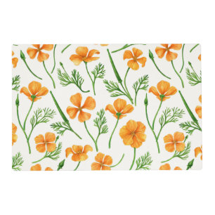 California poppies, summertime flowers, orange wil placemat