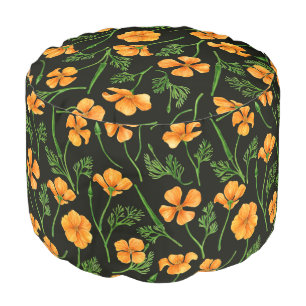 California poppies, summertime flowers, orange wil pouf