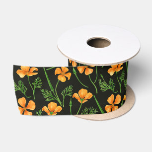 California poppies, summertime flowers, orange wil satin ribbon
